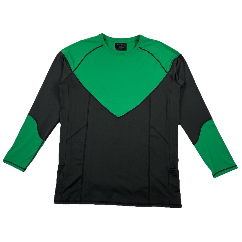 SUPERX  Apparel Green Lantern Compression Shirt Men's XXL Long Sleeve Athletic
